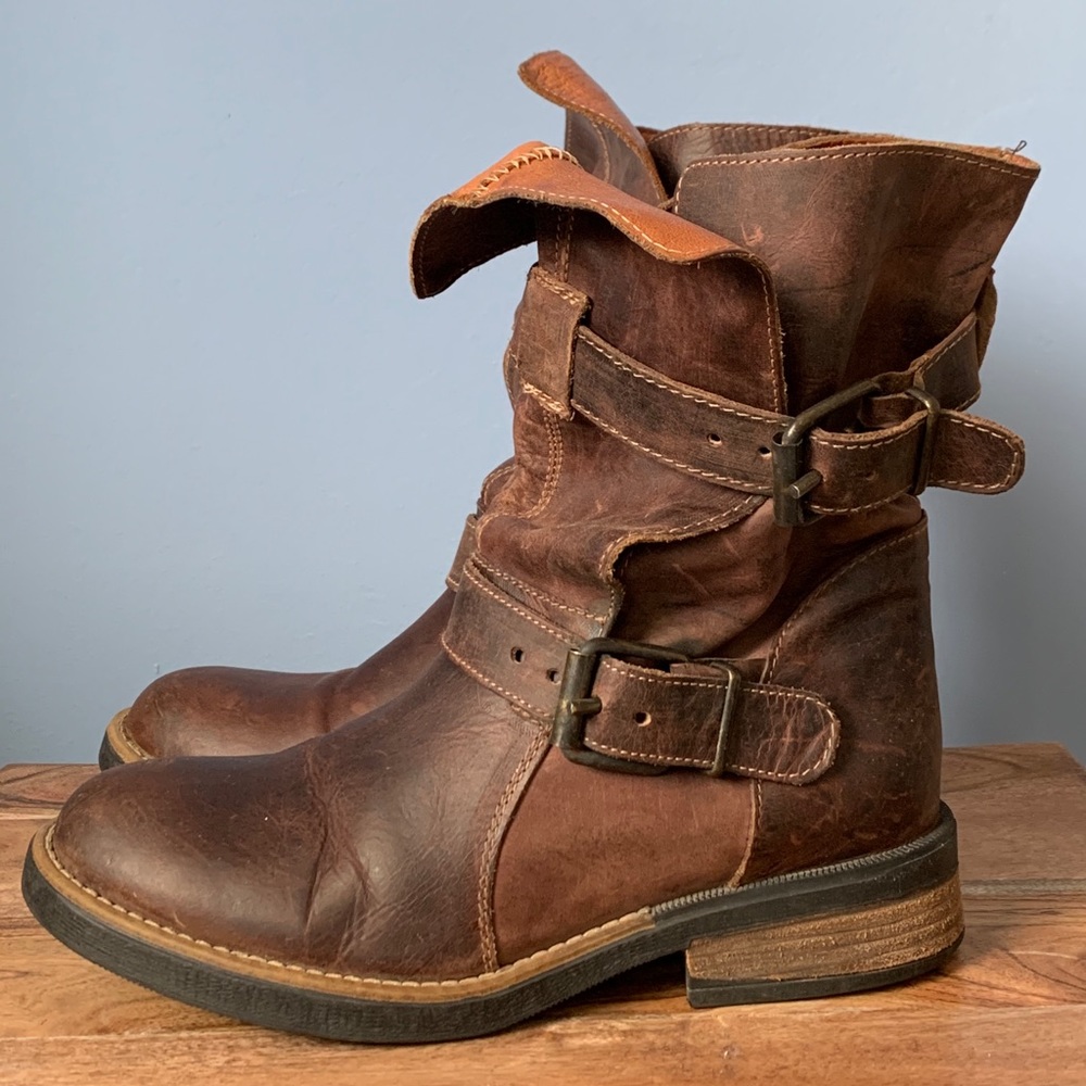 Steve Madden Caveat Brown Leather Moto Boots 8